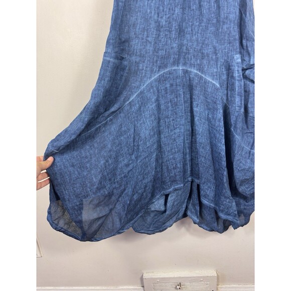 Inzio Magic Denim Pocket Dress Lagenlook Asymmetrical Sleeveless SZ LG - Picture 5 of 8